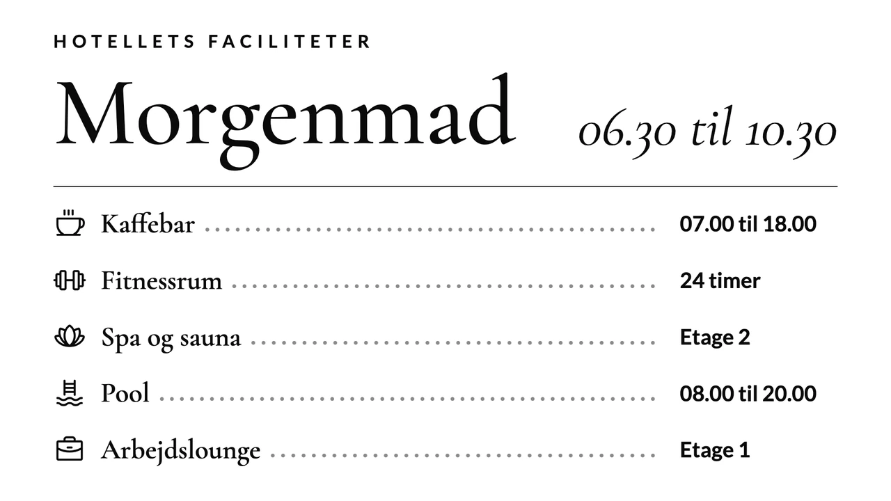 Hotelguide som fin menu