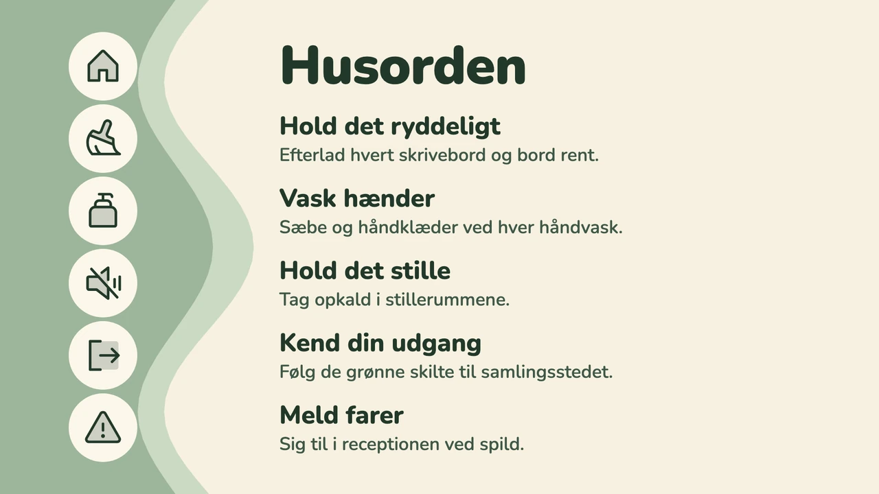 Piktogramkolonne med regler