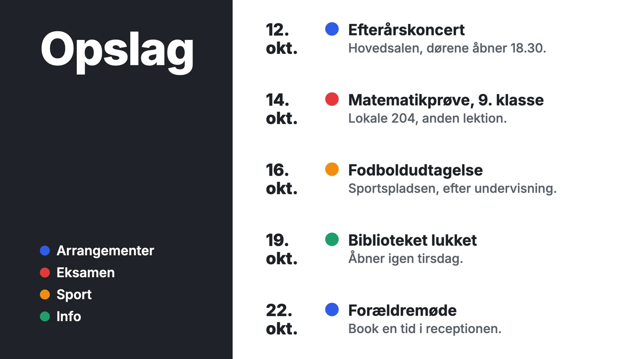 Opslag som skemaoversigt