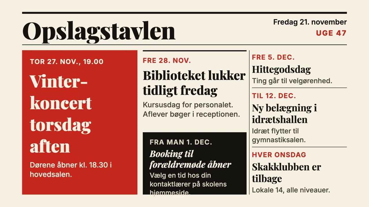 Opslag som avisforside