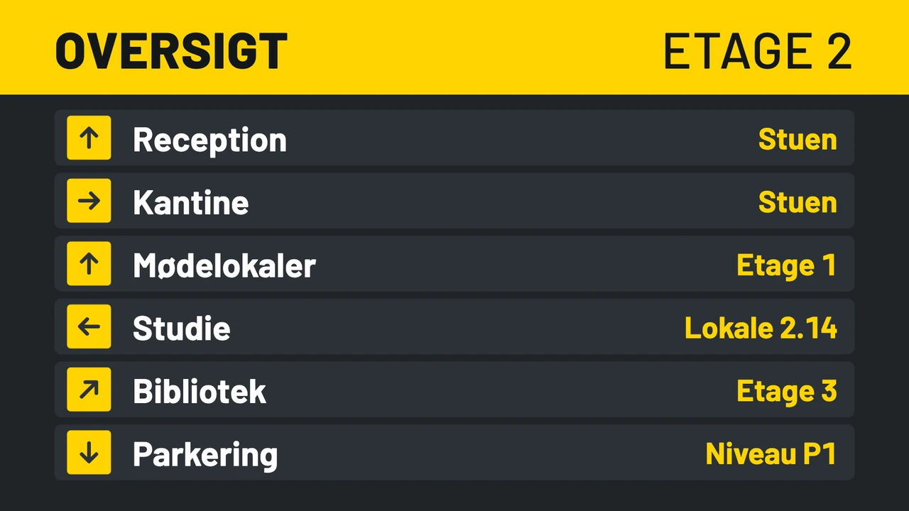 Vejviser med gule pile