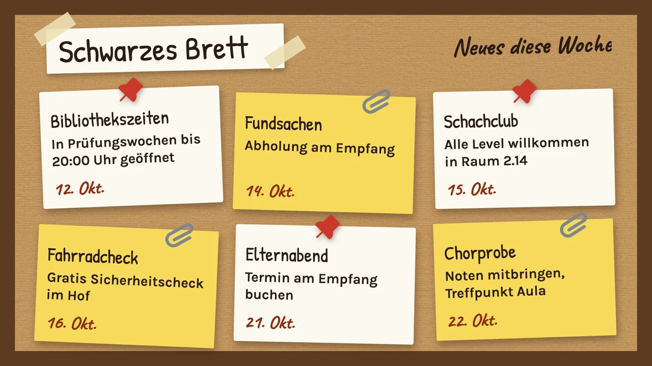 Korkpinnwand mit Aushängen