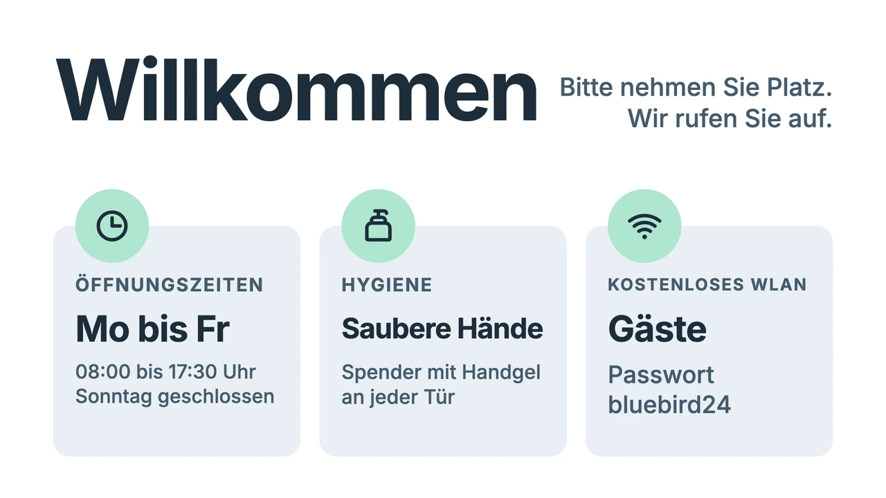 Willkommen mit Infokarten