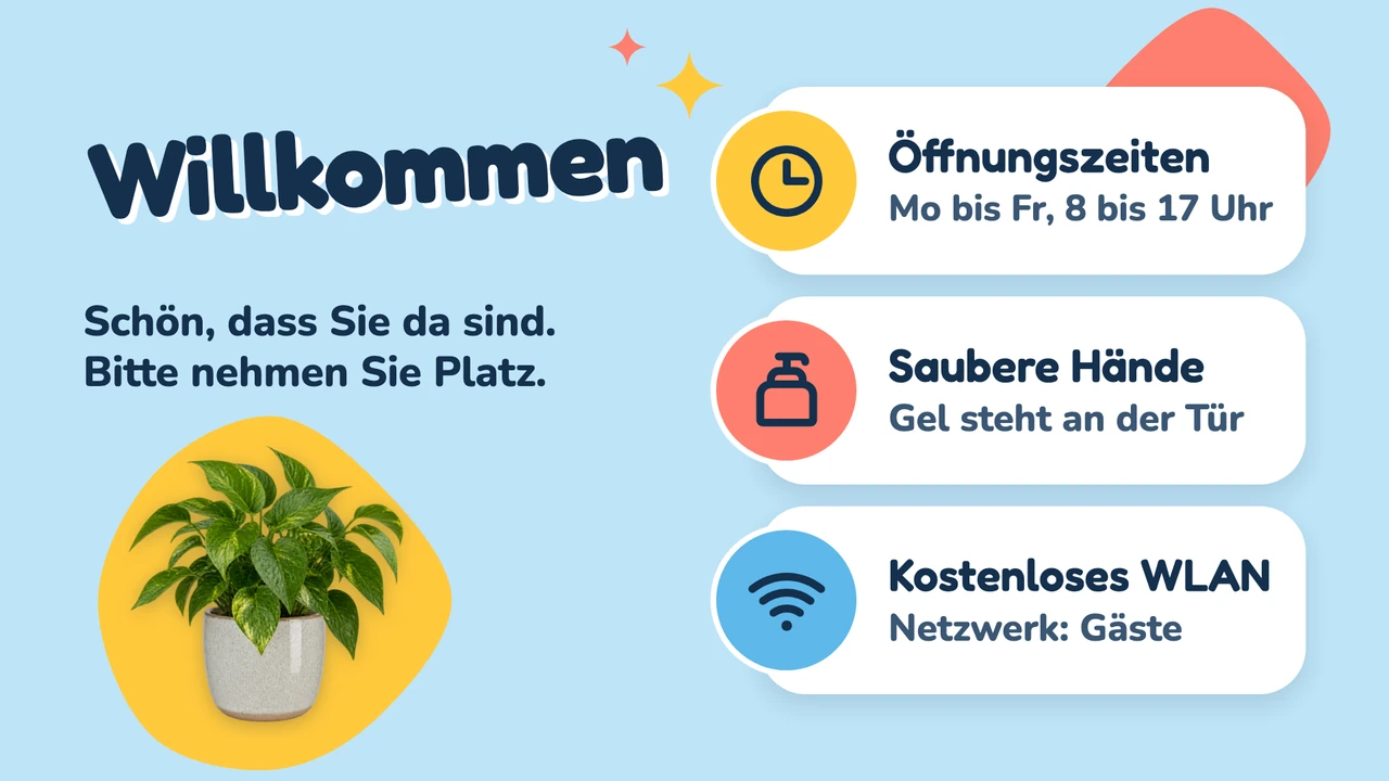Himmelblauer Willkommensraum
