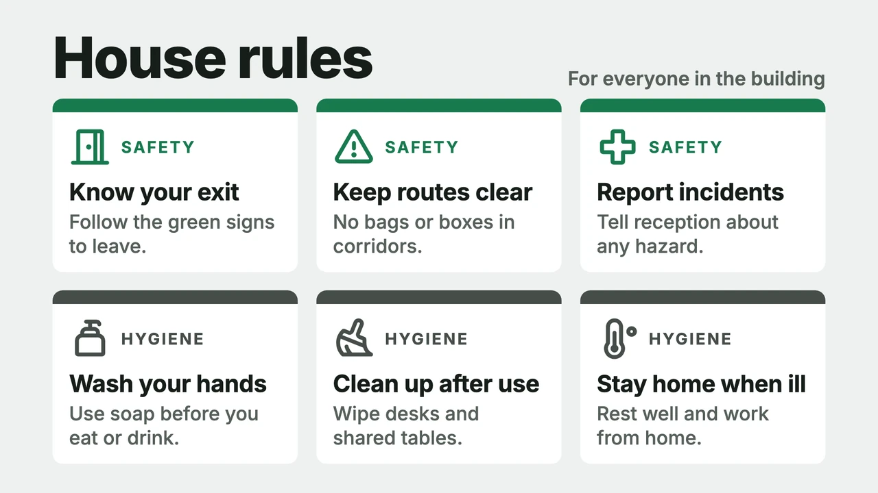 Six rule cards