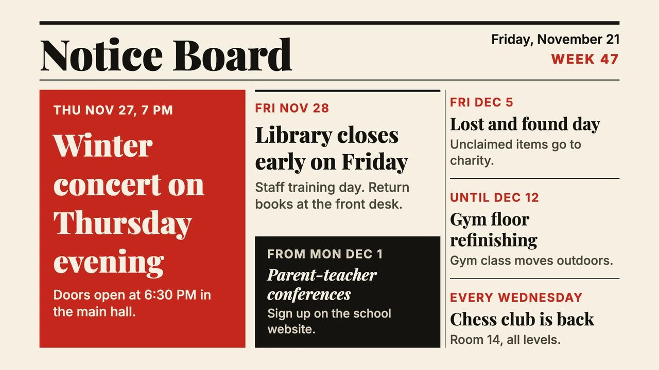 Front page notices