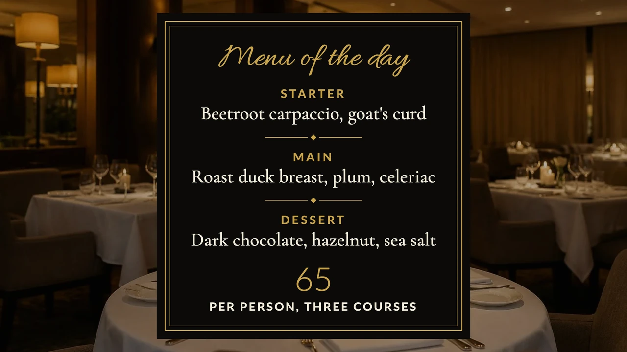 Prix fixe dining card