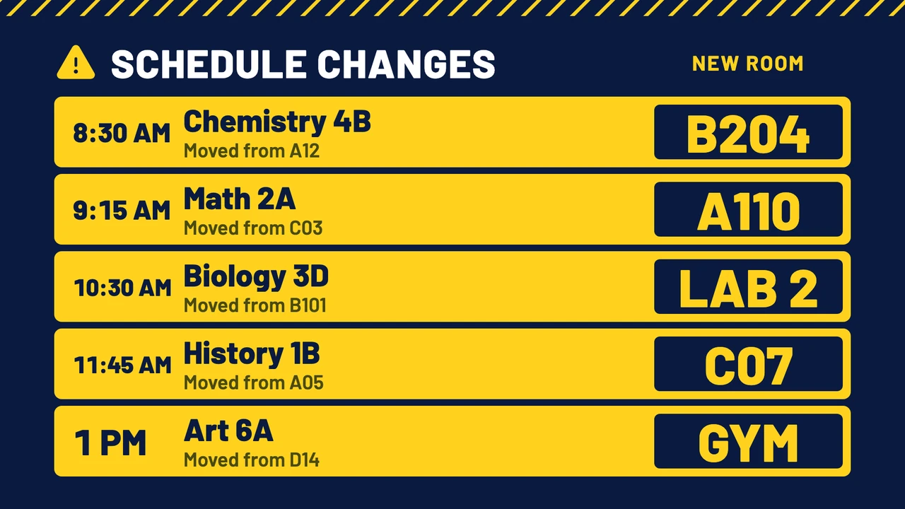Lesson changes departures