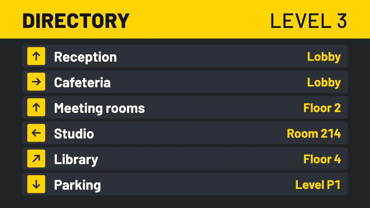 Yellow arrow directory