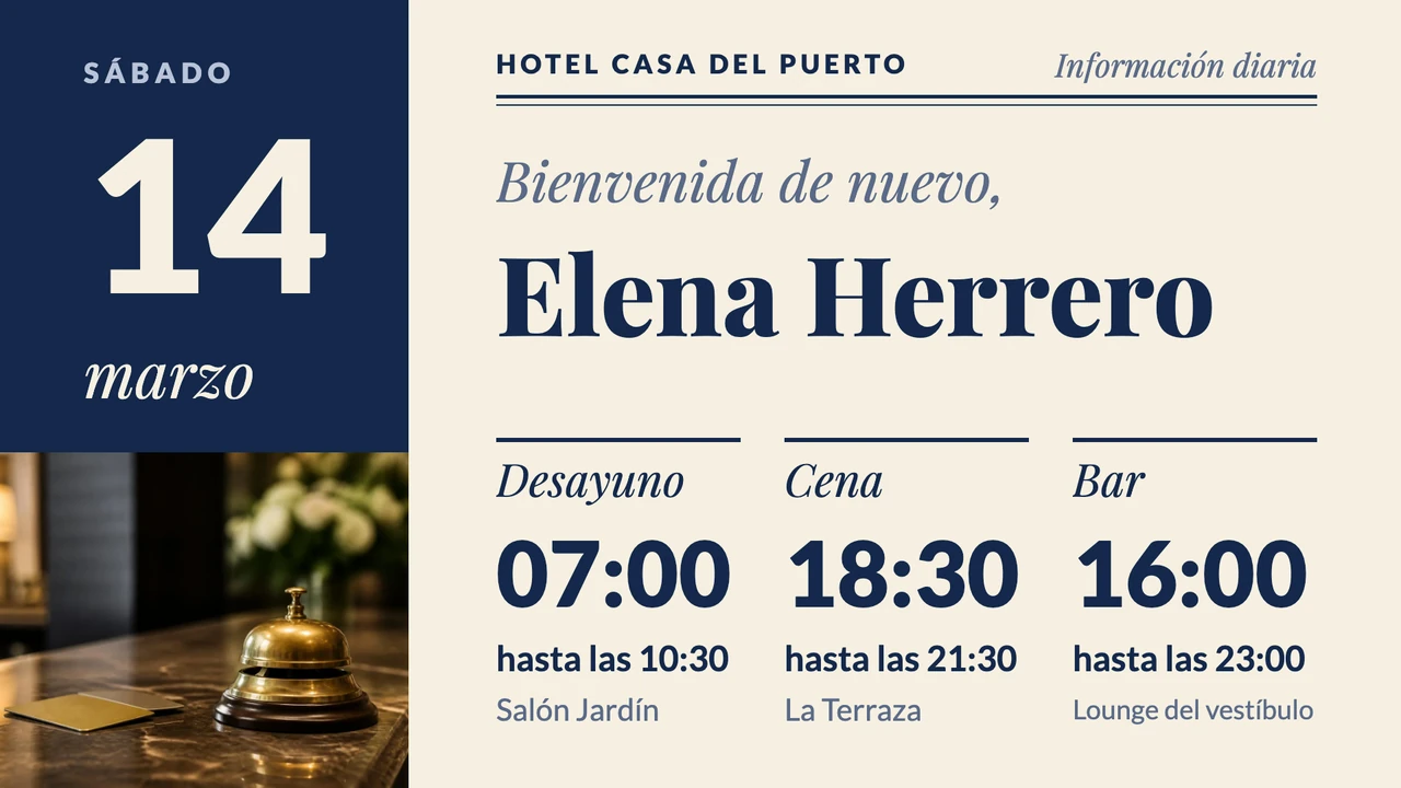 Hoja diaria del hotel