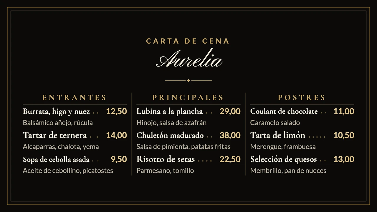 Carta negra y dorada