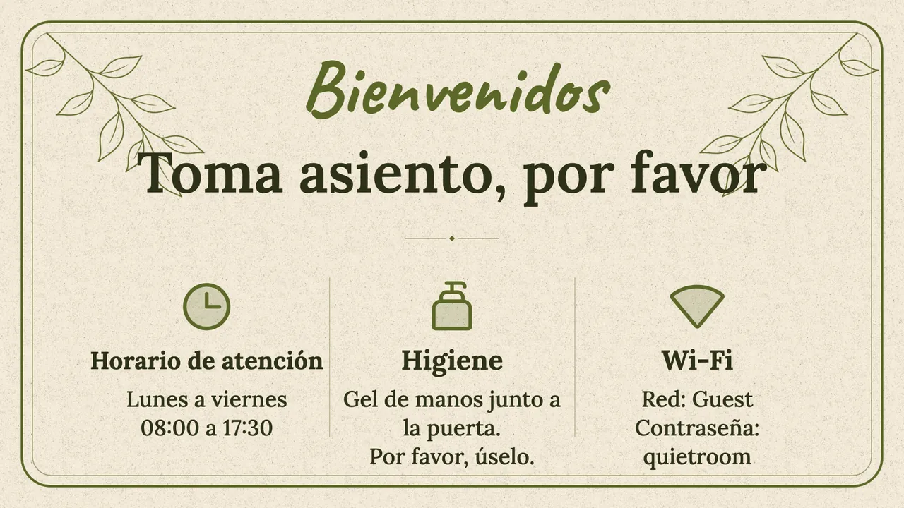 Tarjeta de espera a mano