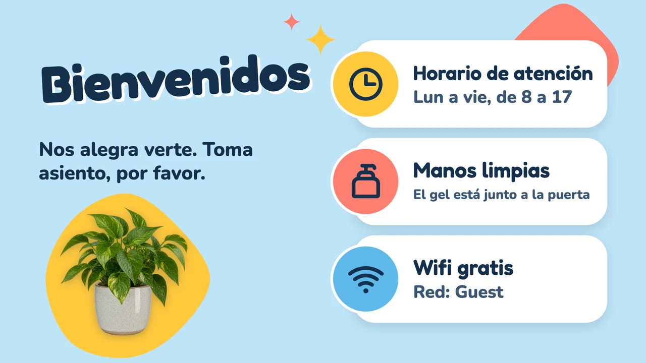 Bienvenida en azul cielo