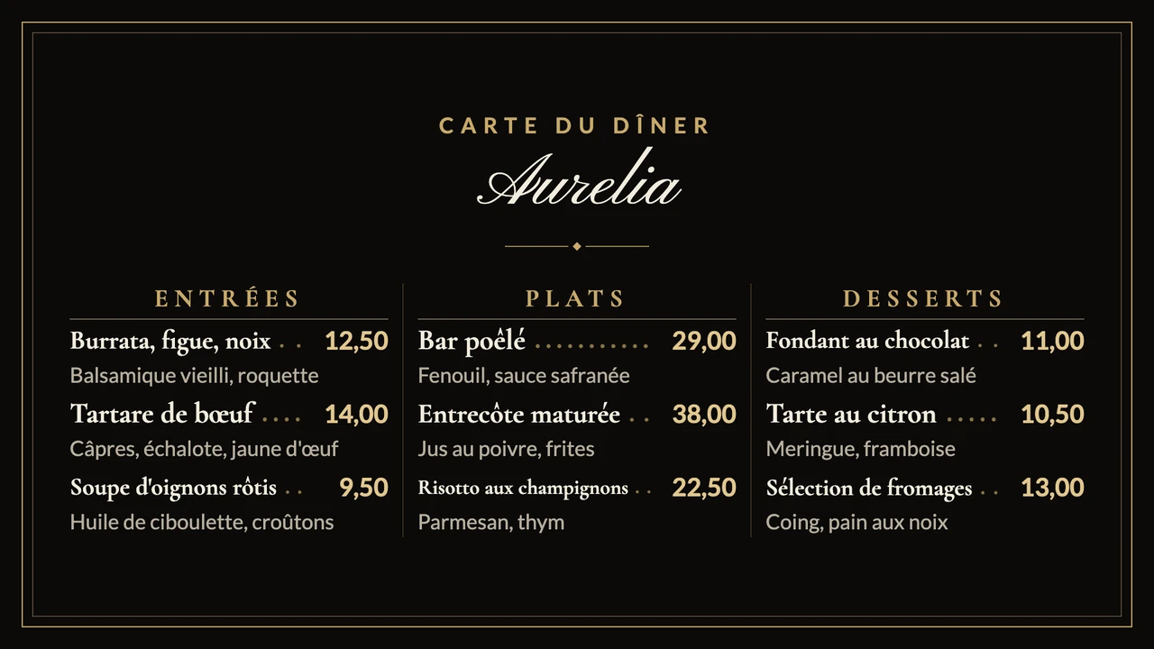 Carte noir et or