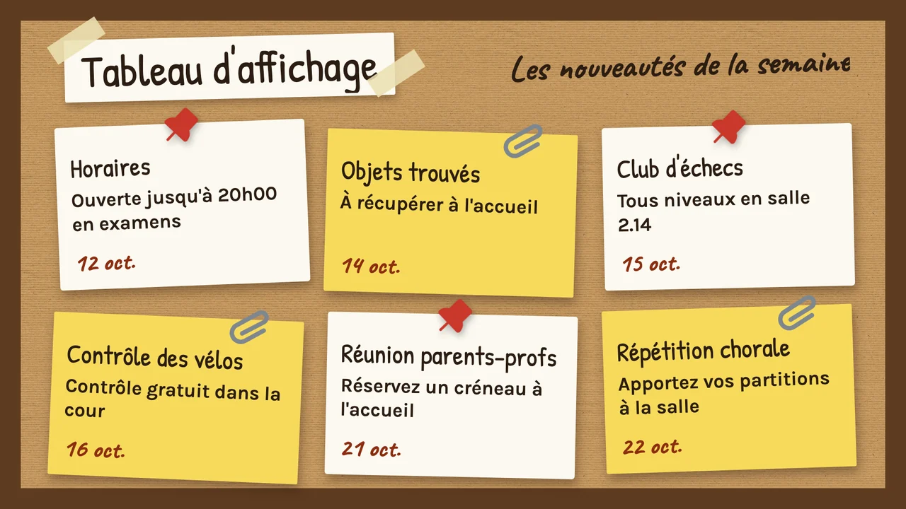 Tableau en liège d'avis