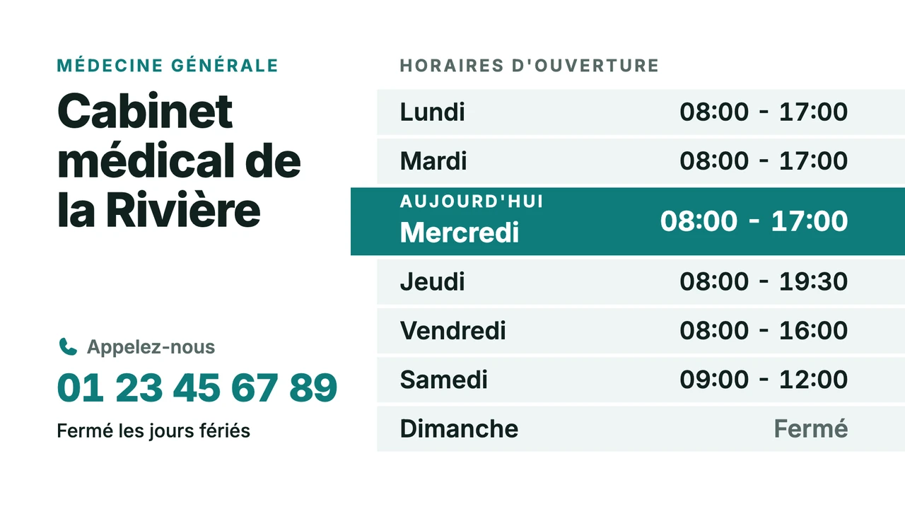 Horaires du jour en relief