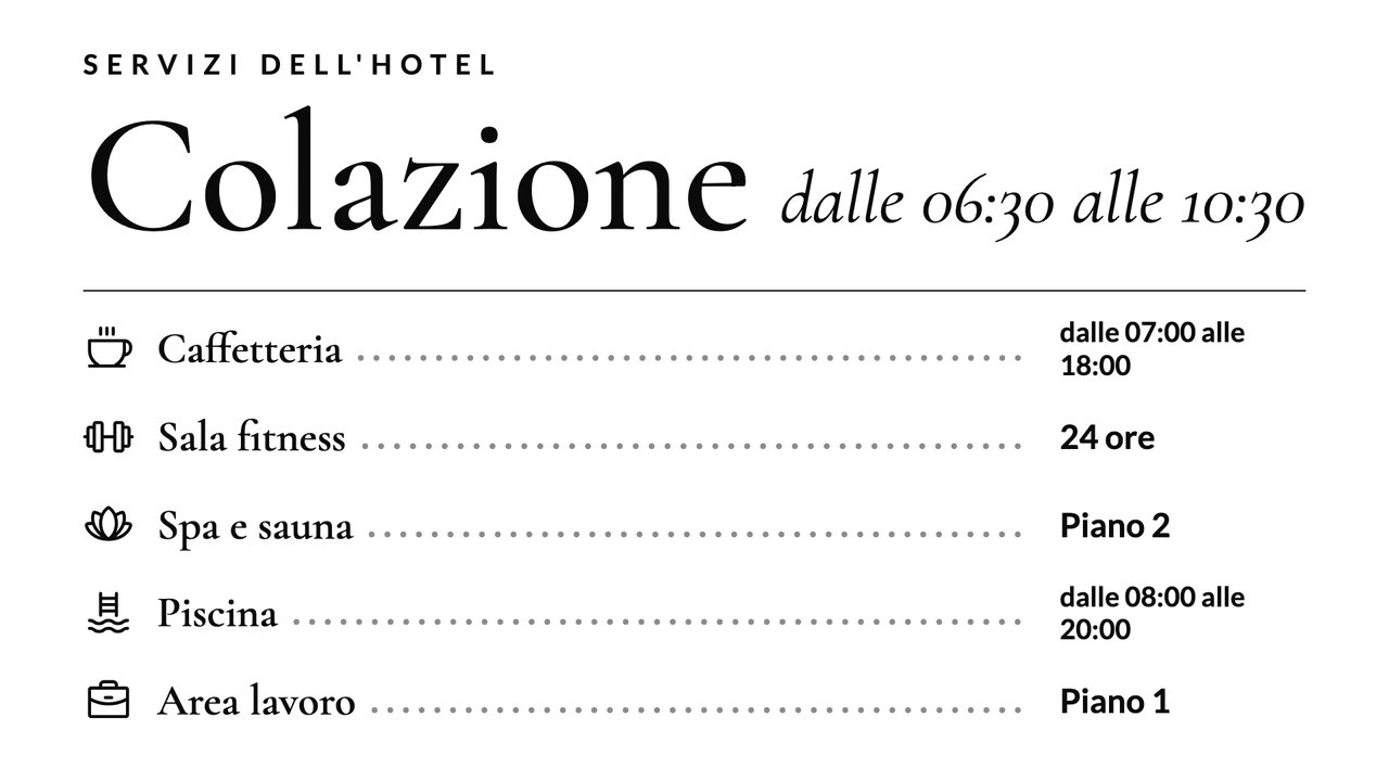 Orari colazione stile menu