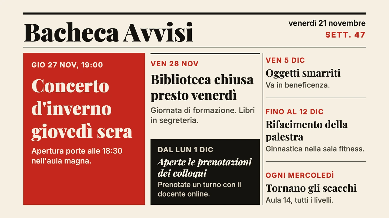 Avvisi in prima pagina