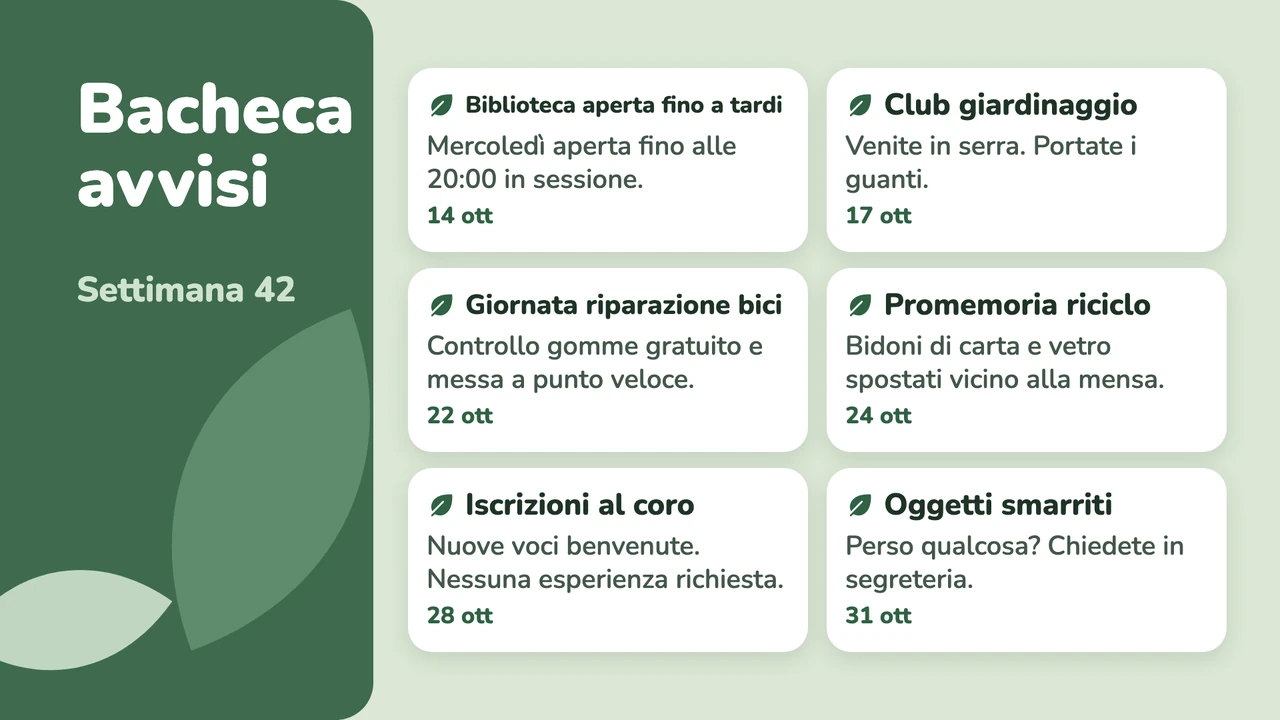 Schede avviso verde salvia