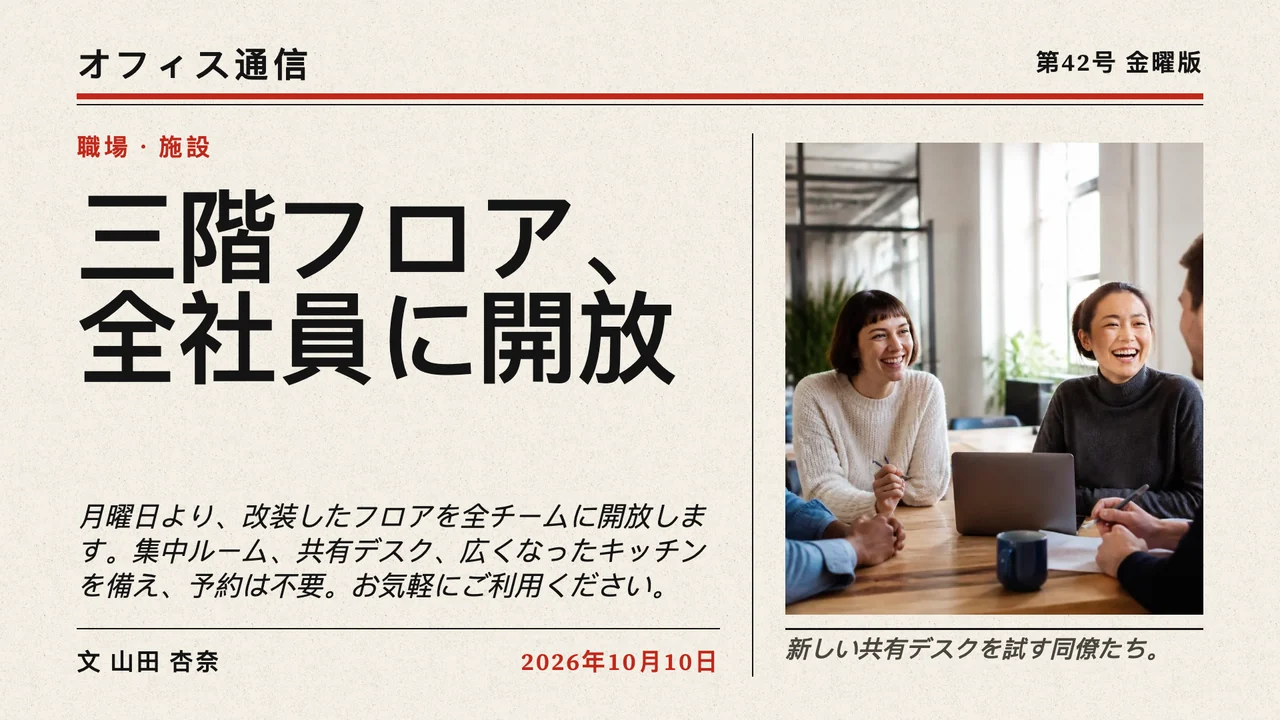 社内ニュースの新聞一面