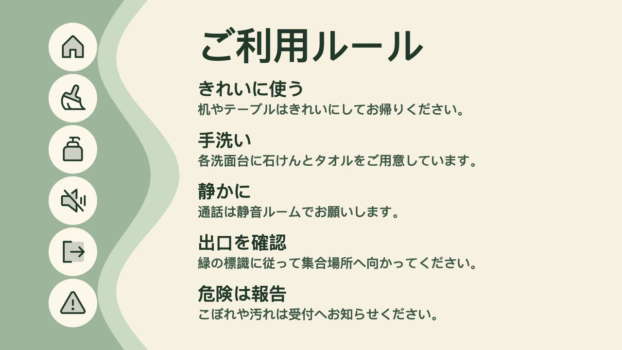 ピクトグラム付きルール縦列