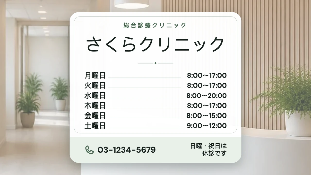 額縁カードの診療時間