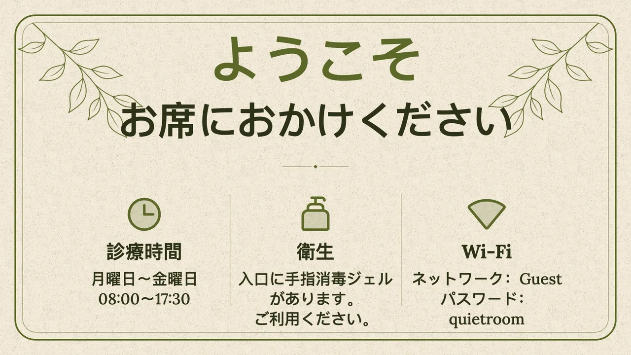 手書き風の待合室カード