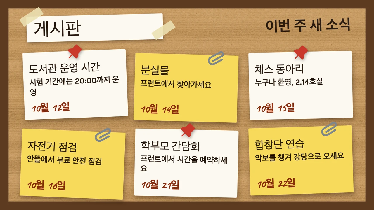 코르크 보드 공지