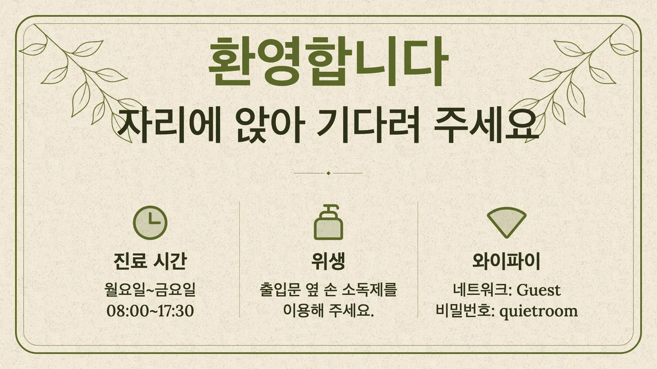 손글씨 대기 안내 카드