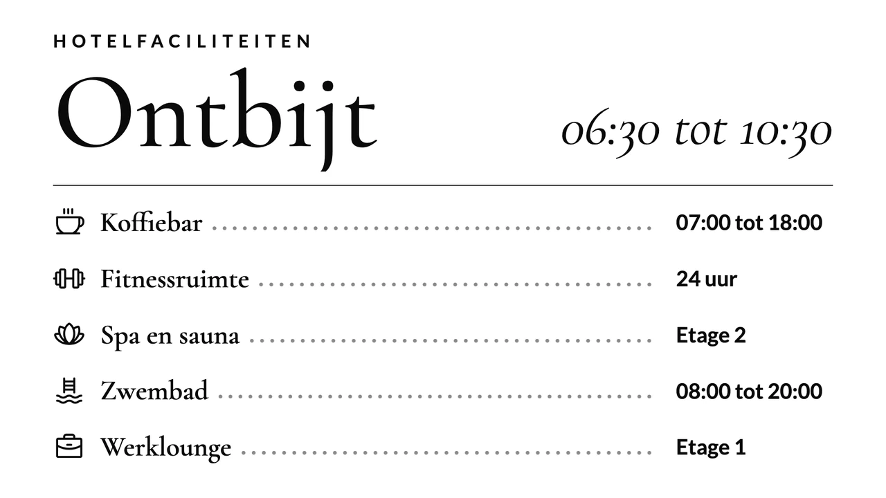 Ontbijttijden als menukaart