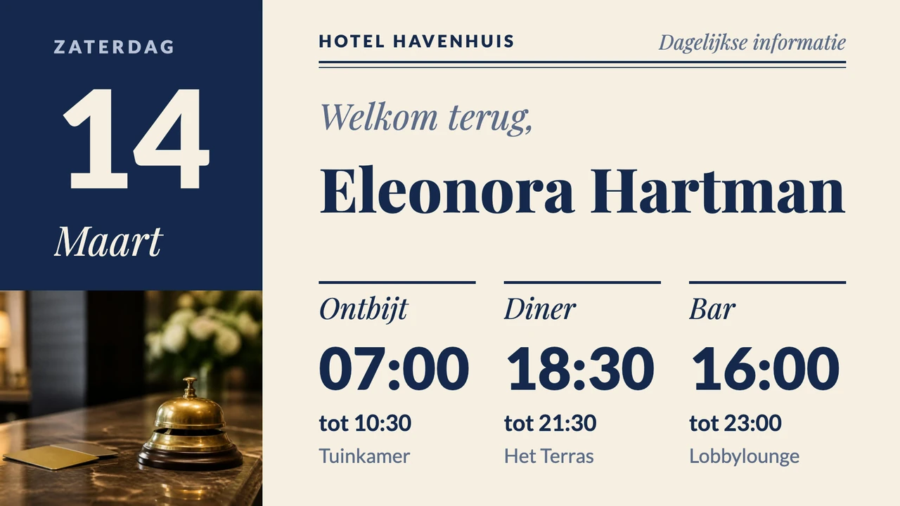 Dagblad hotelwelkom