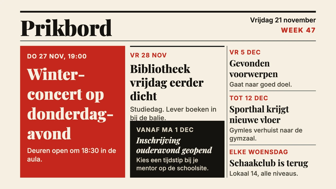 Voorpagina mededelingen