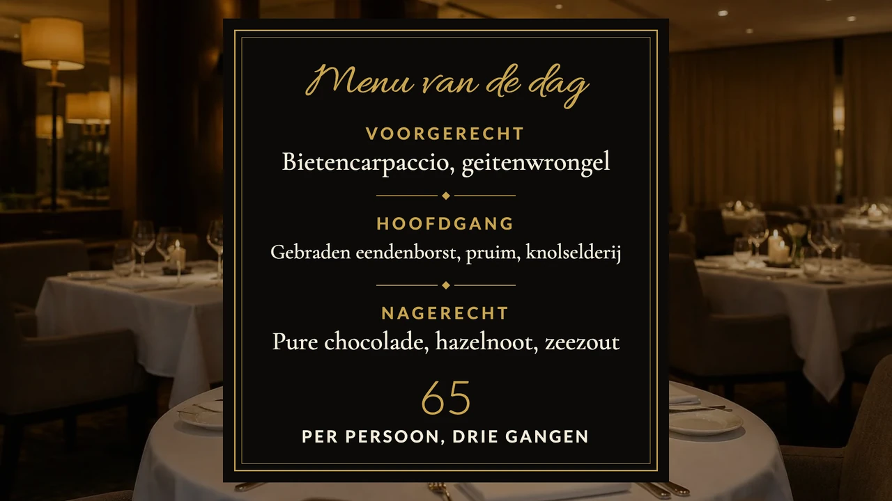 Menukaart met gouden lijn