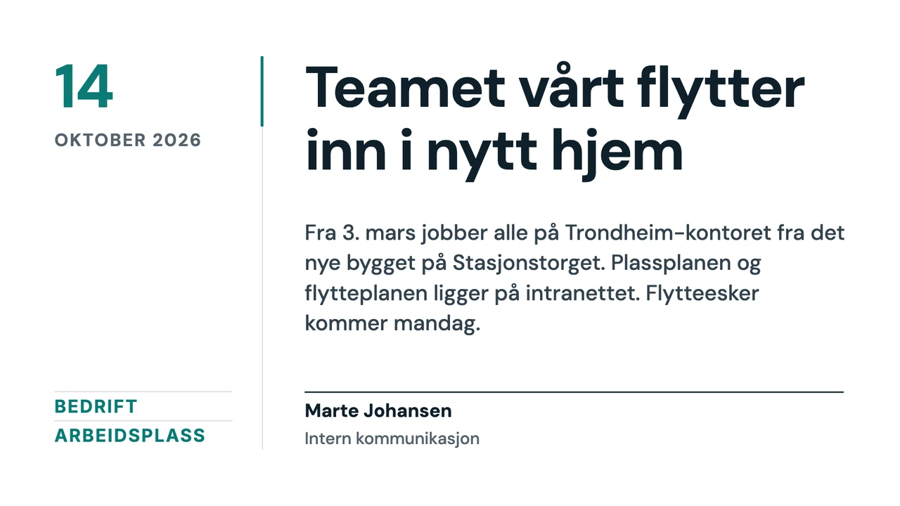 Nyhetssak som indekskort