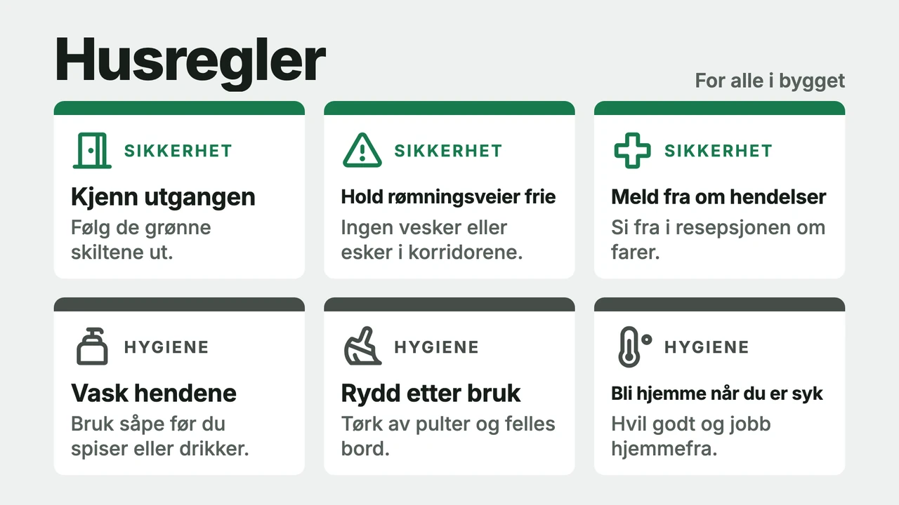 Seks regelkort