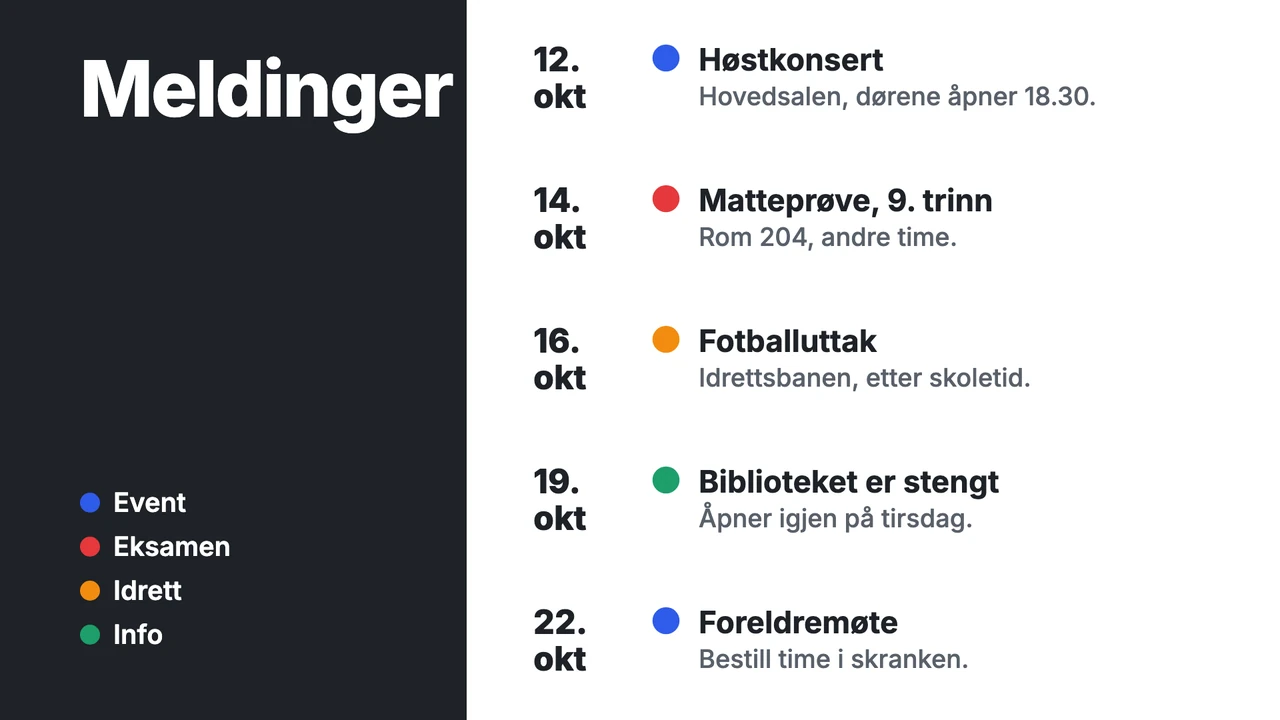 Oppslag i timeplanstil