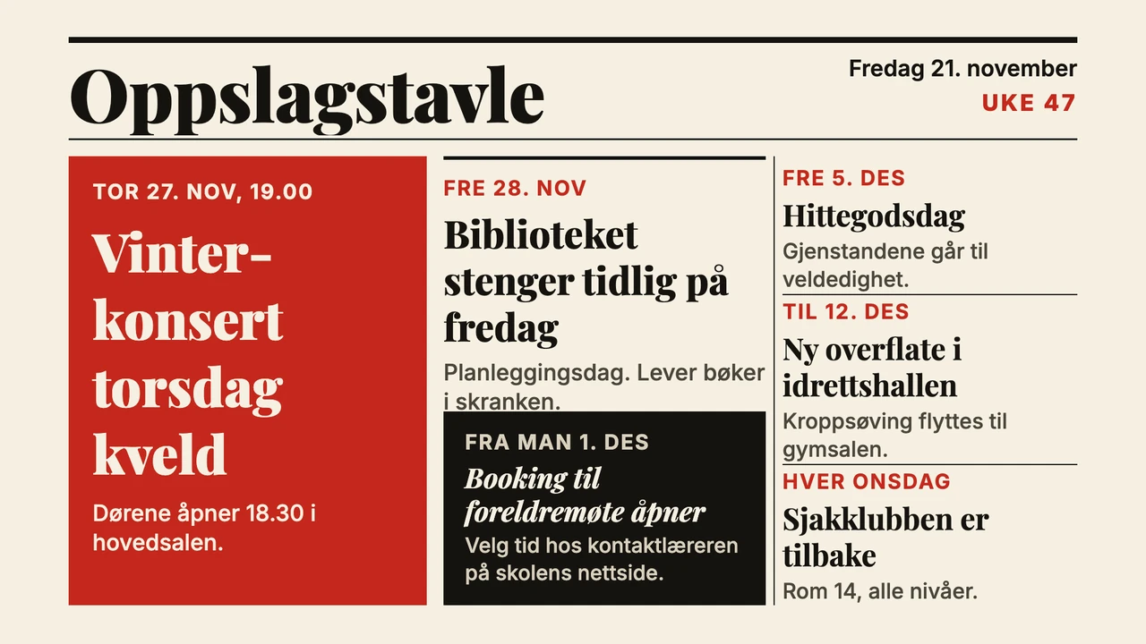 Oppslag på avisforside