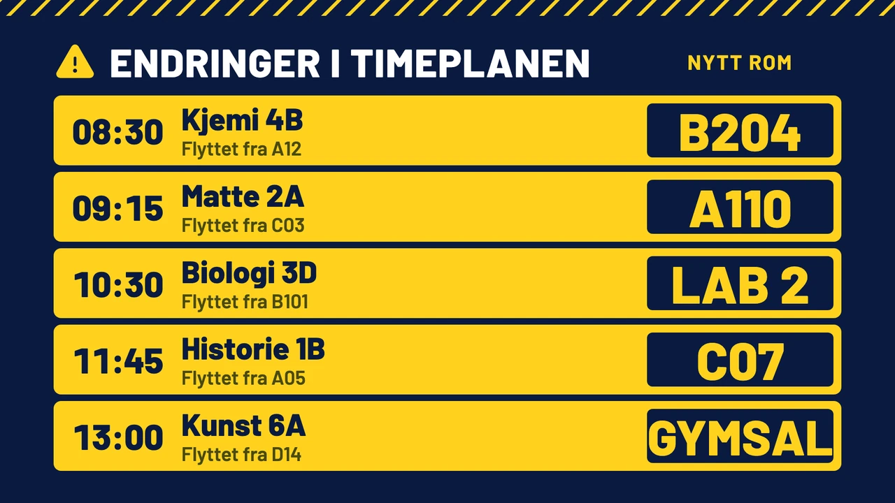 Timeplanendringer som tavle