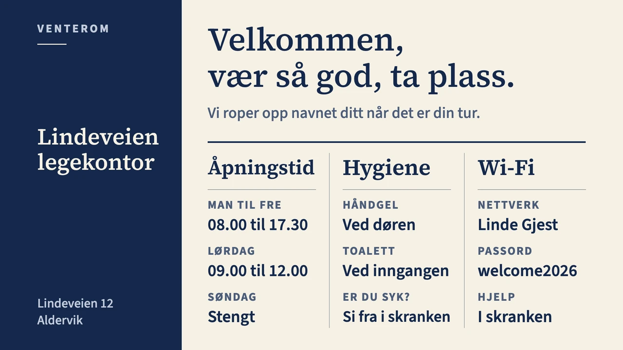 Brosjyre med venteromsinfo