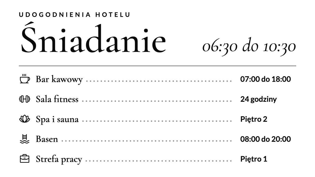 Menu godzin śniadania