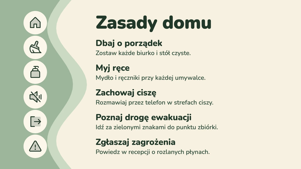 Kolumna piktogramów zasad