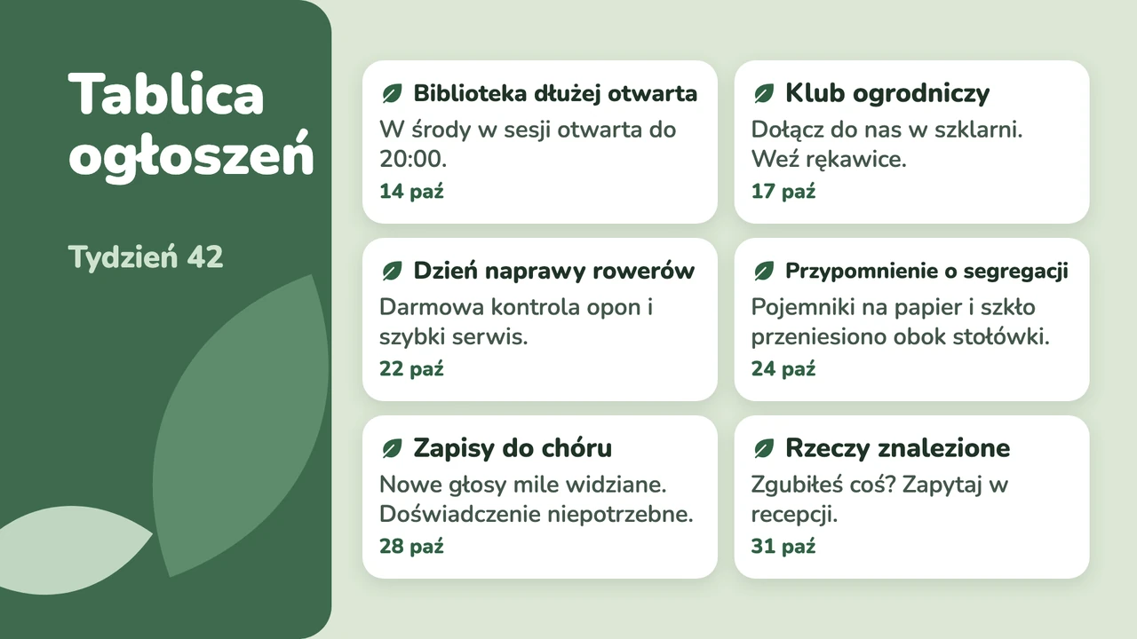 Szałwiowe karty ogłoszeń