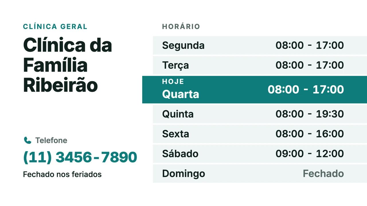 Horário com hoje em destaque
