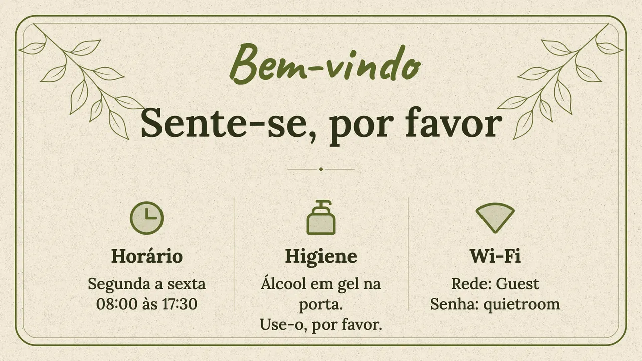 Cartão de espera escrito à mão
