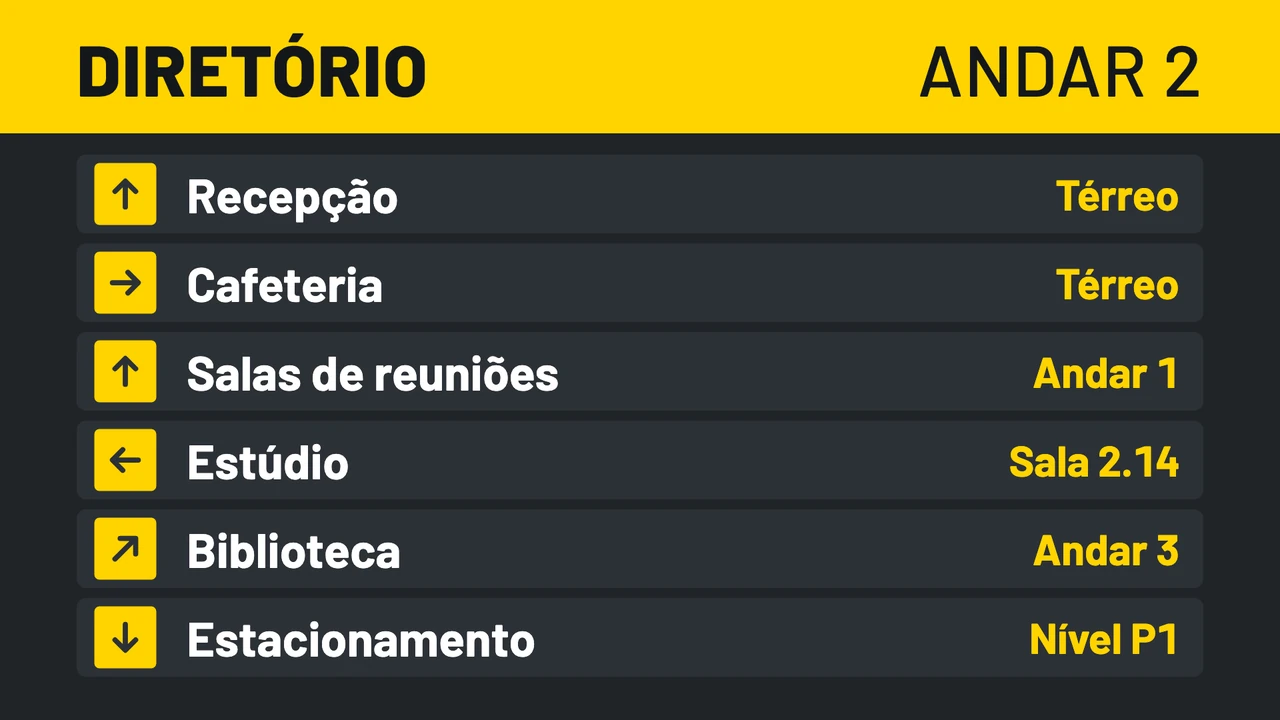 Diretório de setas amarelas