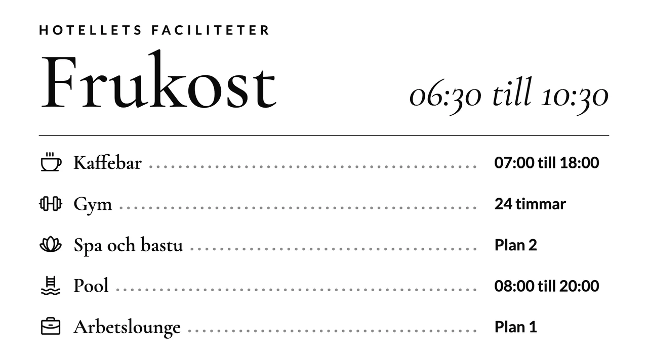 Frukosttider som menylista