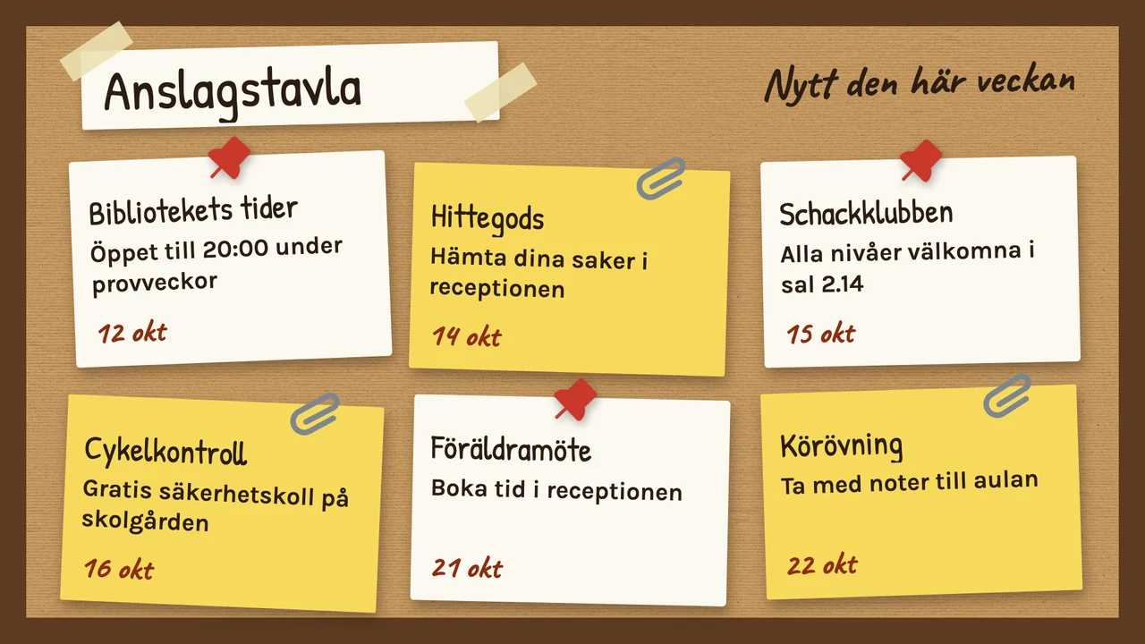 Anslag på korktavla