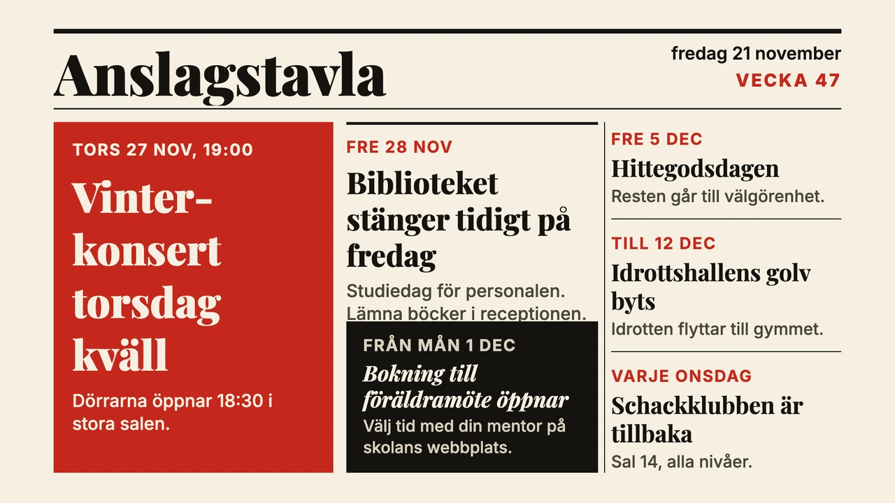 Anslag på förstasidan