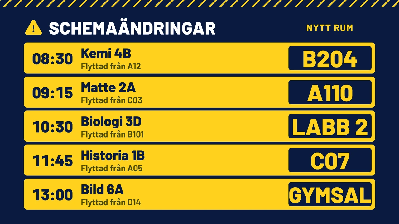 Avgångstavla för lektioner