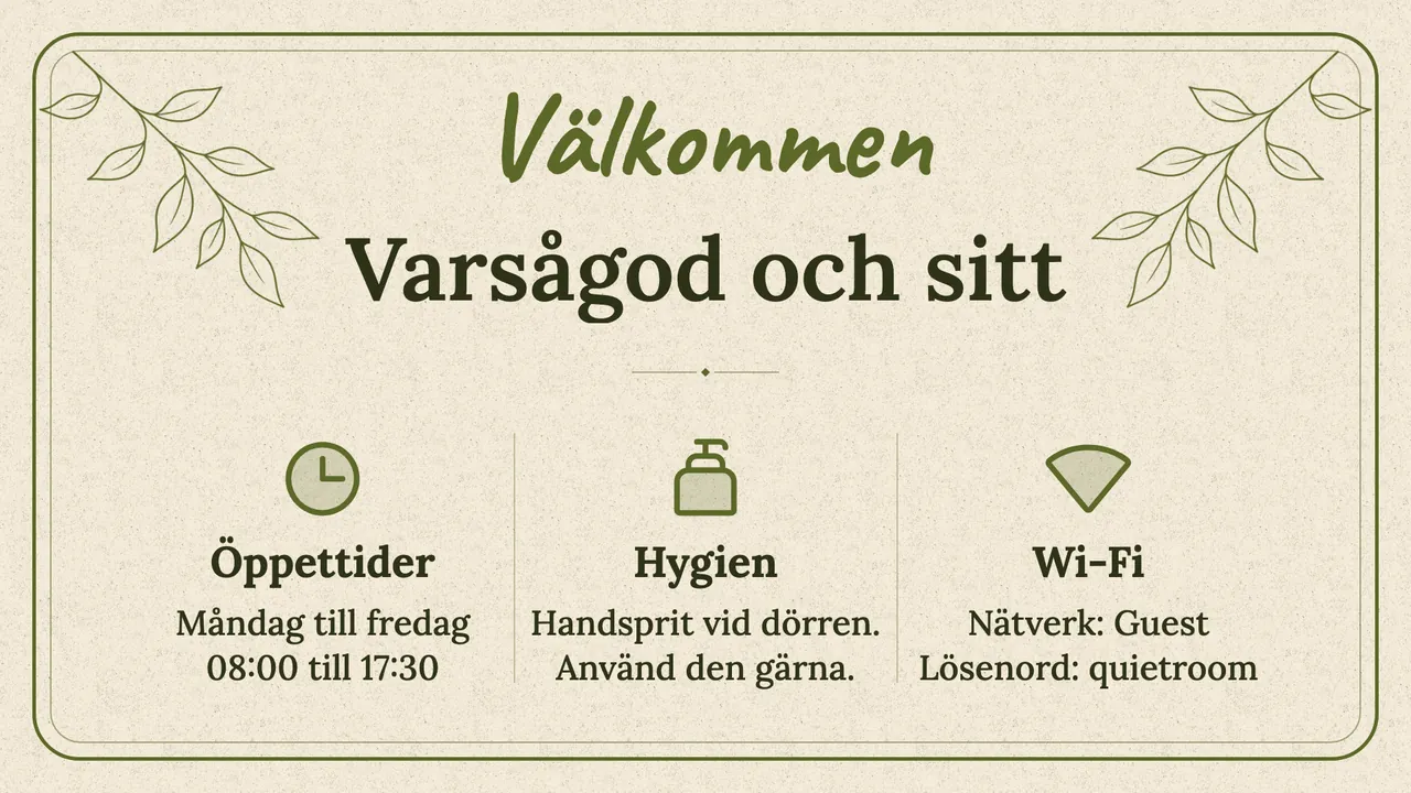 Handskrivet väntrumskort